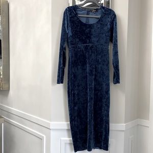 Blue velvet midi dress XL